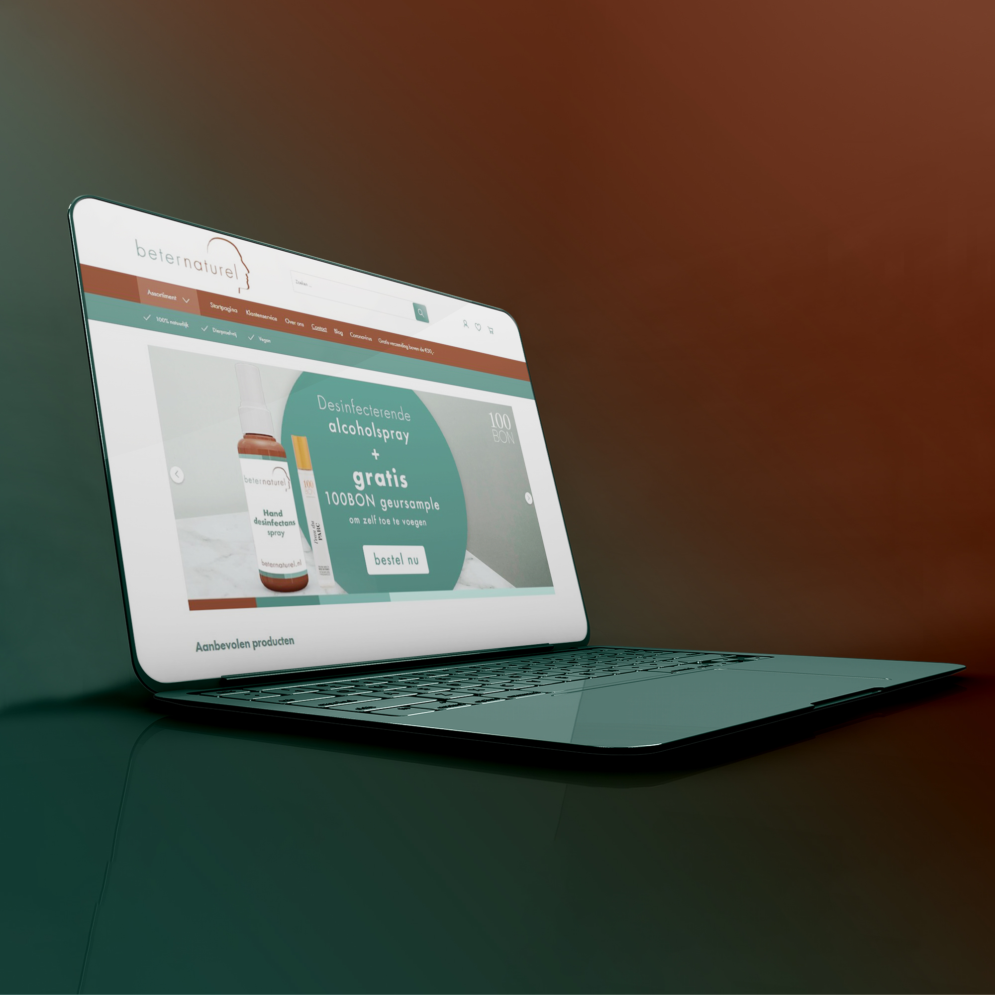 Ontwerp getoond op een laptopscherm